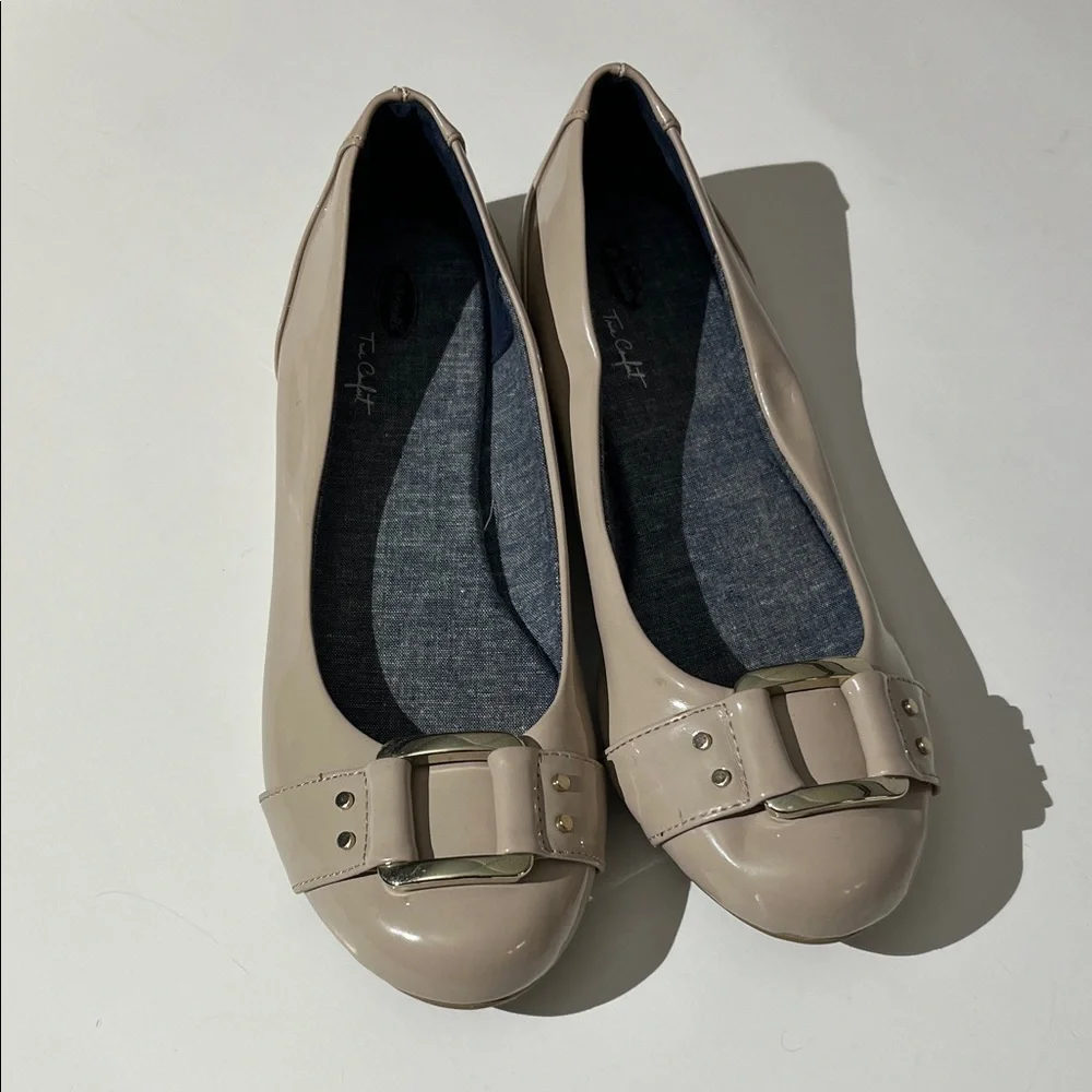 Dr. Scholl's vegan leather ballet flats shoes slip on sz 10 comfort buckle mauve